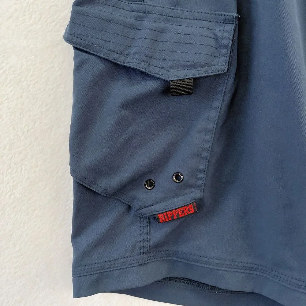 Maui Rippers Board Shorts Mens 36 Blue Cargo Swim Suit Trunks Surf Pockets Beach